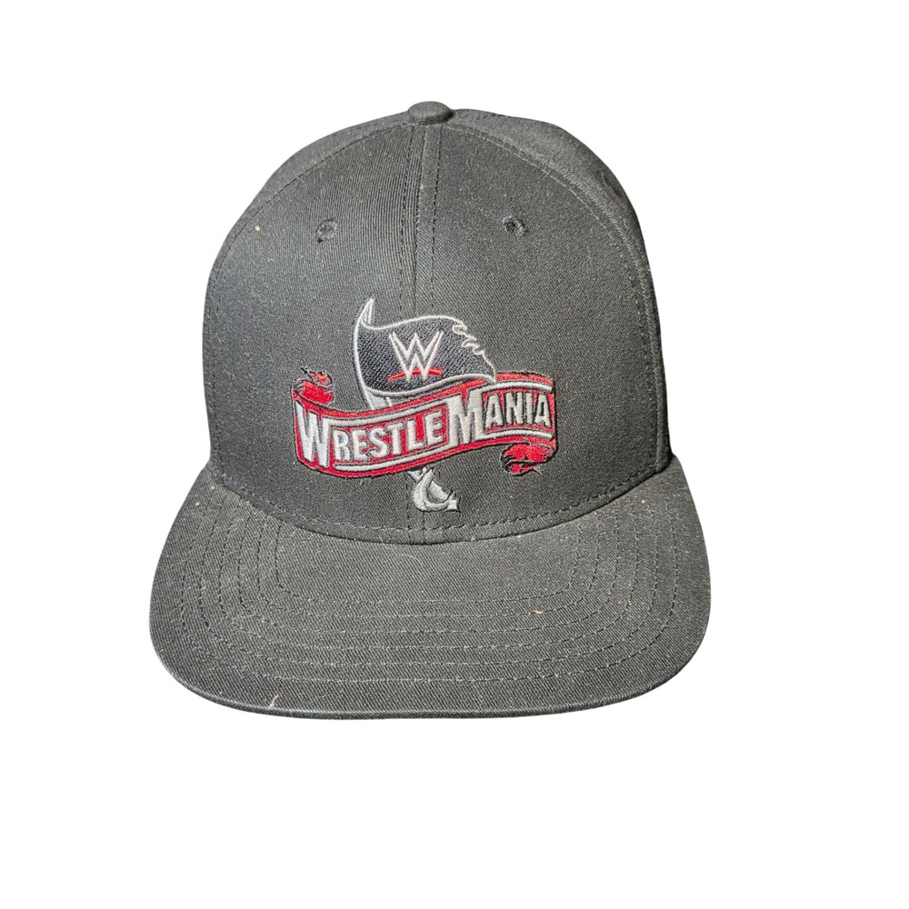 WWE WrestleMania Snapback Hat Mad Engine Black Red Logo Wrestling Cap Mens‎ OSFM